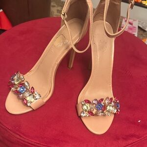 Chic Blush Gem-Embellished Heels